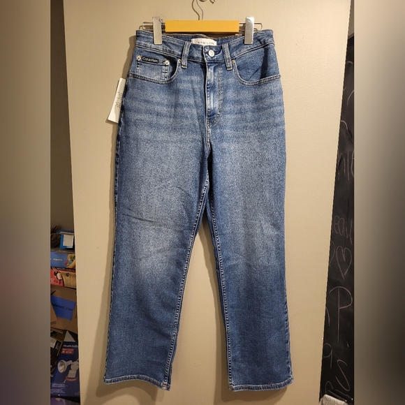 Calvin Klein High Rise Straight Blue Denim Jeans, Size 29 - Picture 2 of 7